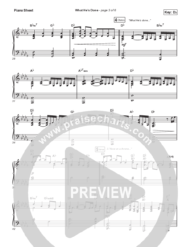 What He's Done (Acoustic) Piano Sheet (Passion)