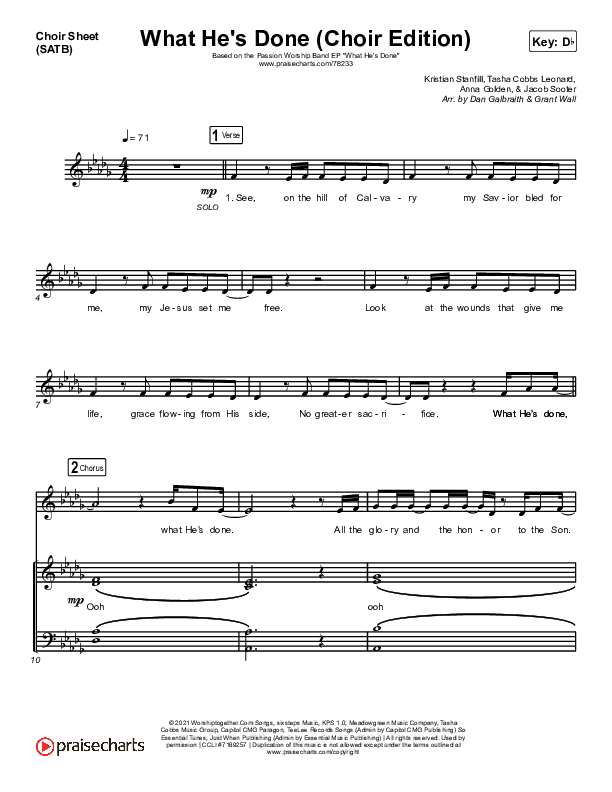 What He's Done (Choir Edition) Choir Sheet (SATB) (Passion)