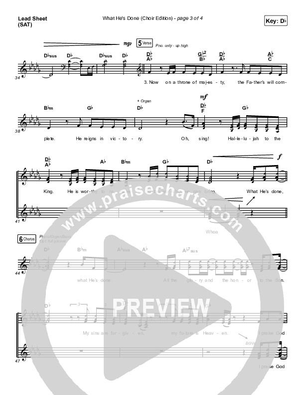 What He's Done (Choir Edition) Lead Sheet (SAT) (Passion)