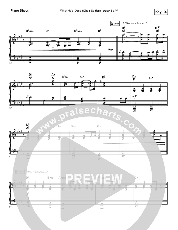 What He's Done (Choir Edition) Piano Sheet (Passion)