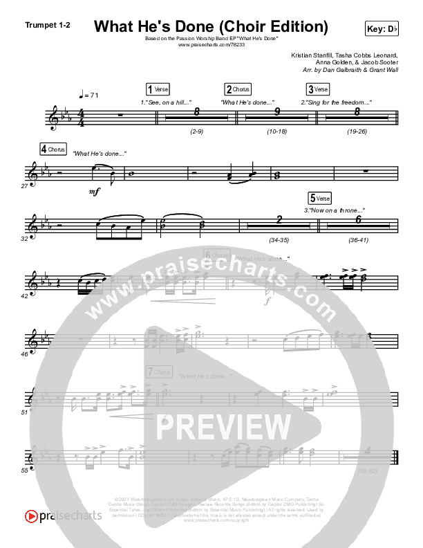 What He's Done (Choir Edition) Trumpet 1,2 (Passion)
