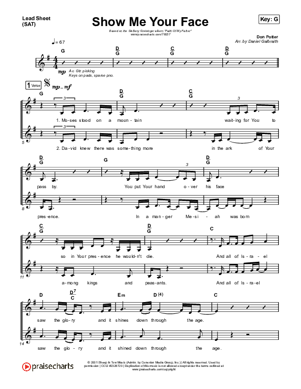 Show Me Your Face Lead Sheet (SAT) (Steffany Gretzinger / Cassie Campbell)