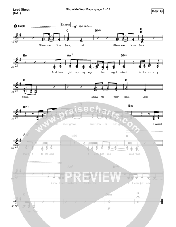 Show Me Your Face Lead Sheet (SAT) (Steffany Gretzinger / Cassie Campbell)