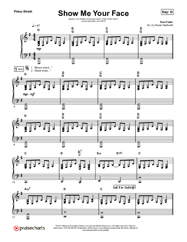 Show Me Your Face Piano Sheet (Steffany Gretzinger / Cassie Campbell)