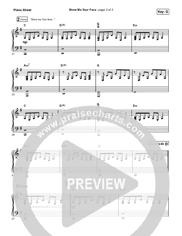 Show Me Your Face Piano Sheet (Steffany Gretzinger / Cassie Campbell)