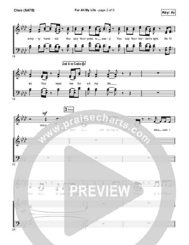 For All My Life Choir Sheet (SATB) (TAYA)