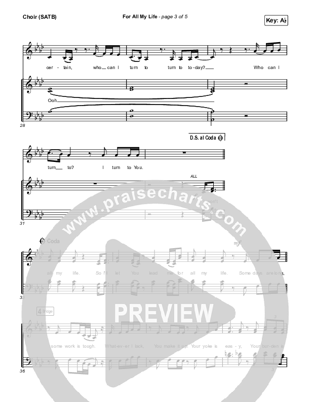 For All My Life Choir Sheet (SATB) (TAYA)