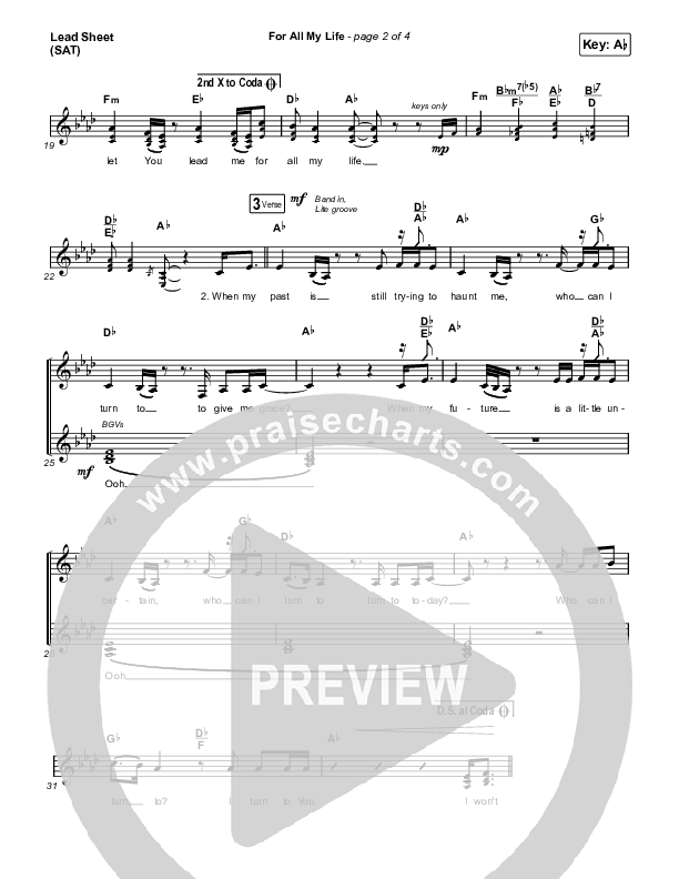 For All My Life Lead Sheet (SAT) (TAYA)