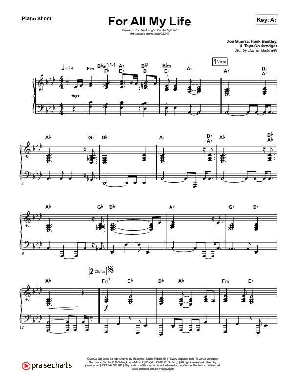 For All My Life Piano Sheet (TAYA)