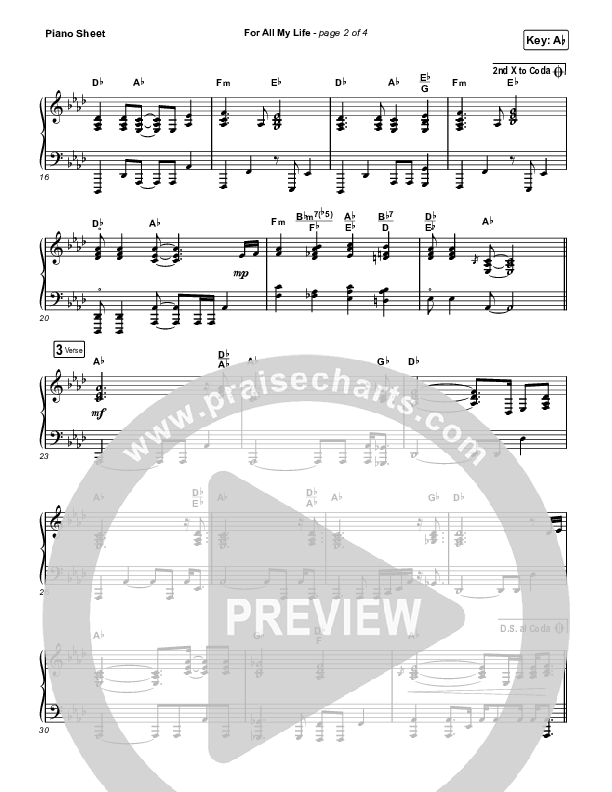 For All My Life Piano Sheet (TAYA)