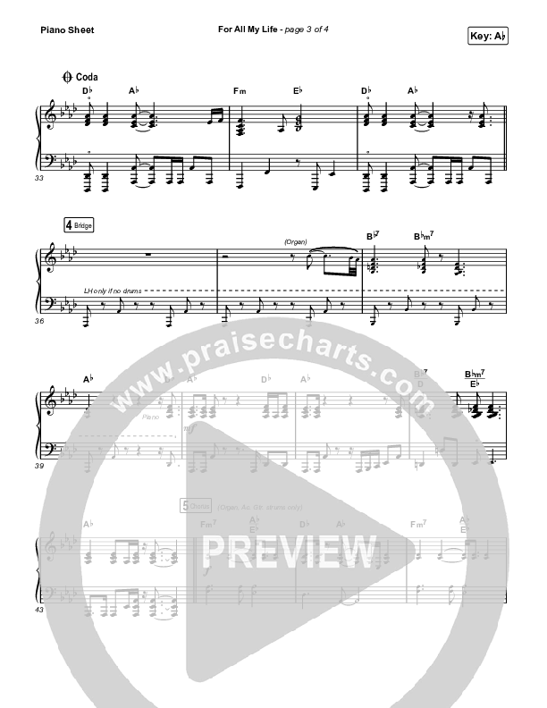 For All My Life Piano Sheet (TAYA)