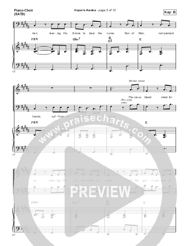 Hope Is Awake Piano/Vocal (SATB) (Austin Stone Worship)