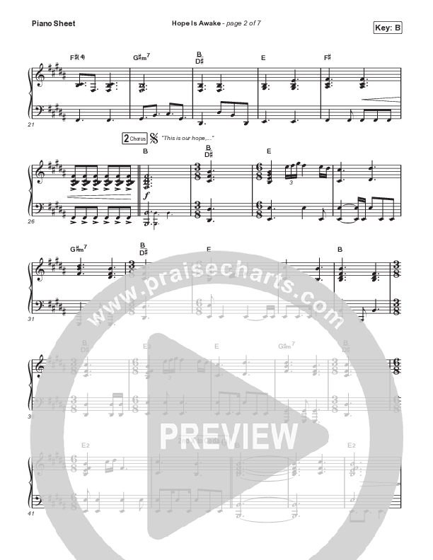 Hope Is Awake Piano Sheet (Austin Stone Worship)