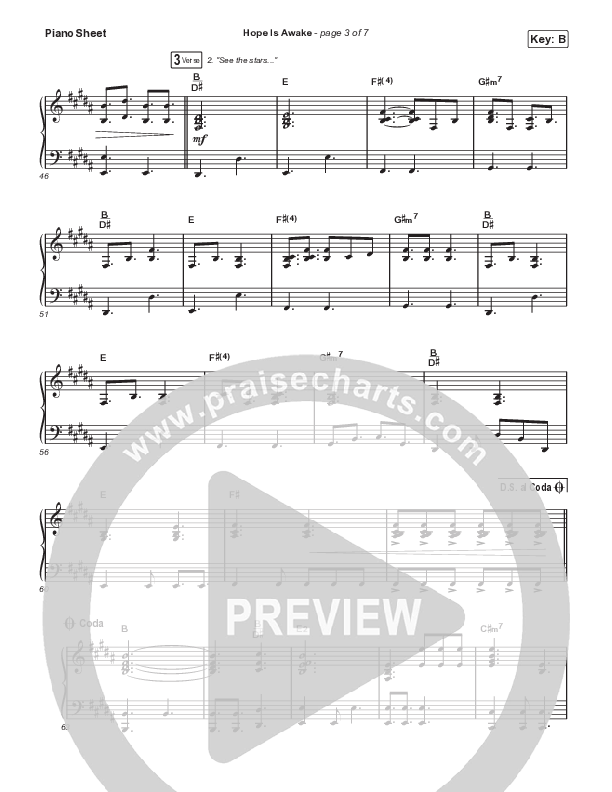 Hope Is Awake Piano Sheet (Austin Stone Worship)