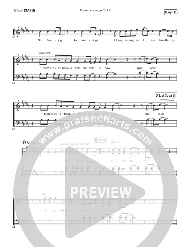 Passion (Live) Vocal Sheet (SATB) (The Belonging Co / Andrew Holt)