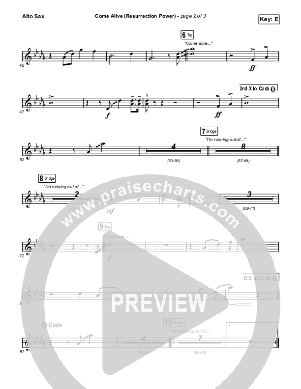 Come Alive (Resurrection Power) (Live) Sax Pack (The Belonging Co / Hope Darst)