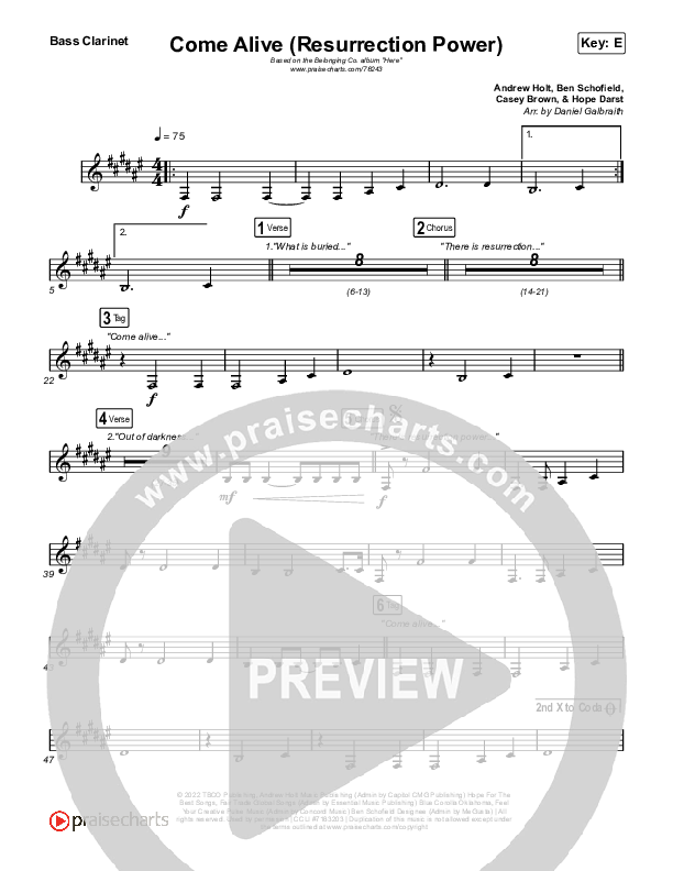 Come Alive (Resurrection Power) (Live) Bass Clarinet (The Belonging Co / Hope Darst)