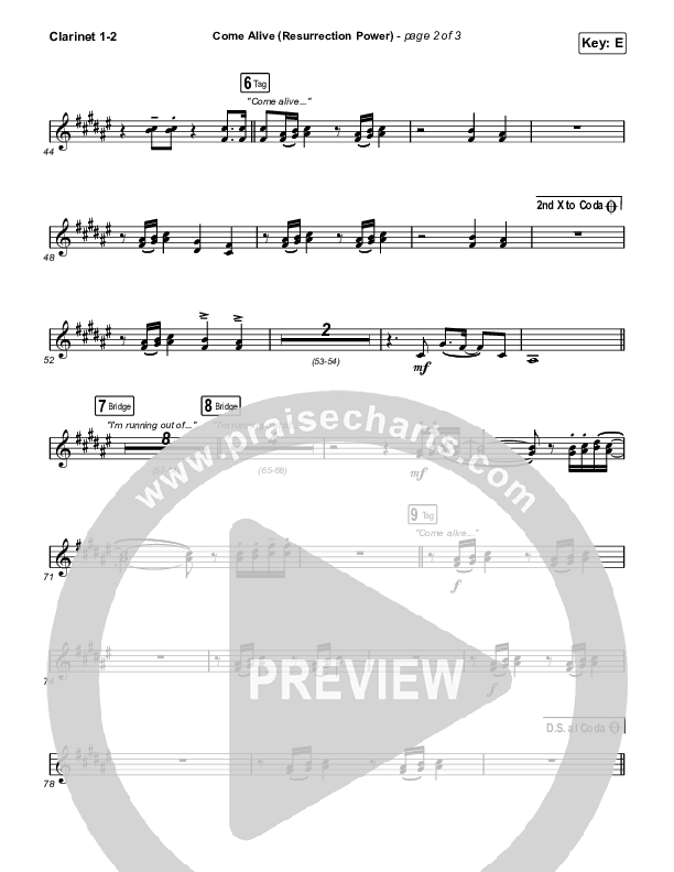 Come Alive (Resurrection Power) (Live) Clarinet 1,2 (The Belonging Co / Hope Darst)