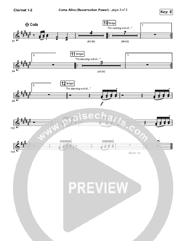 Come Alive (Resurrection Power) (Live) Clarinet 1,2 (The Belonging Co / Hope Darst)