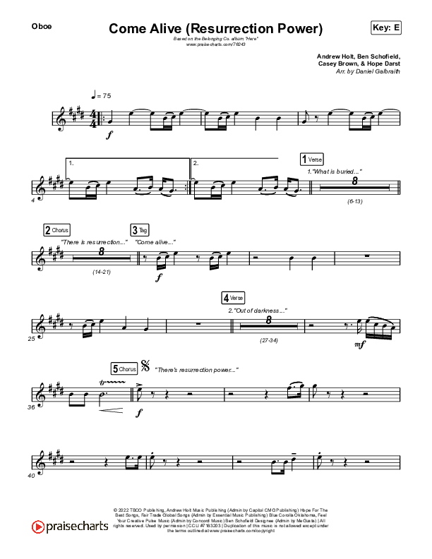 Come Alive (Resurrection Power) (Live) Oboe (The Belonging Co / Hope Darst)