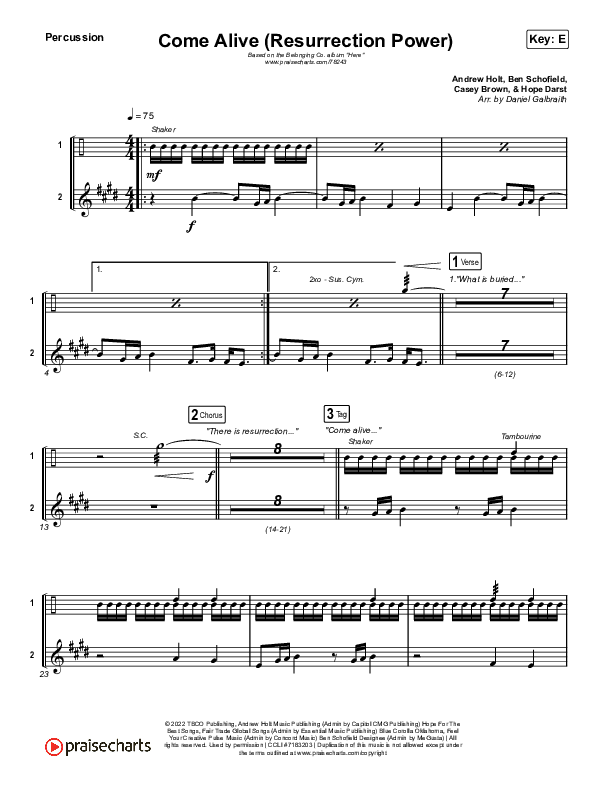 Come Alive (Resurrection Power) (Live) Percussion (The Belonging Co / Hope Darst)
