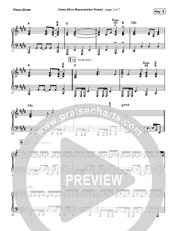 Come Alive (Resurrection Power) (Live) Piano Sheet (The Belonging Co / Hope Darst)