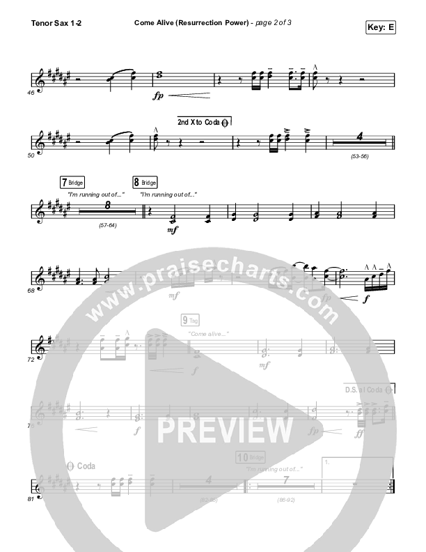 Come Alive (Resurrection Power) (Live) Tenor Sax 1,2 (The Belonging Co / Hope Darst)