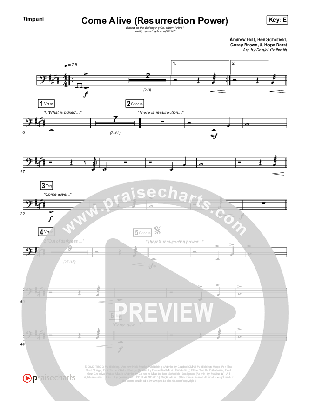 Come Alive (Resurrection Power) (Live) Timpani (The Belonging Co / Hope Darst)