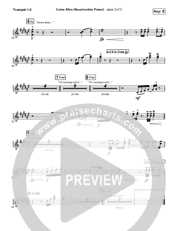 Come Alive (Resurrection Power) (Live) Trumpet 1,2 (The Belonging Co / Hope Darst)