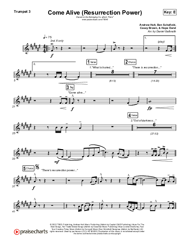 Come Alive (Resurrection Power) (Live) Trumpet 3 (The Belonging Co / Hope Darst)