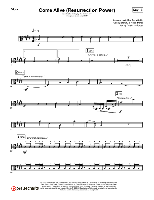 Come Alive (Resurrection Power) (Live) Viola (The Belonging Co / Hope Darst)