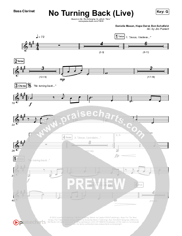 No Turning Back (Live) Bass Clarinet (The Belonging Co / Hope Darst)