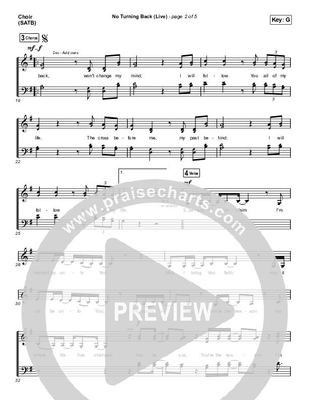 No Turning Back (Live) Choir Sheet (SATB) (The Belonging Co / Hope Darst)
