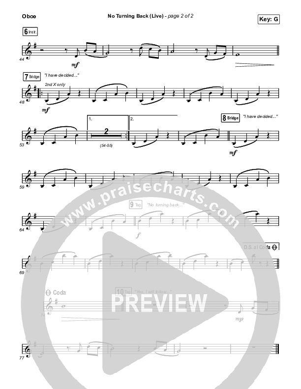 No Turning Back (Live) Oboe (The Belonging Co / Hope Darst)