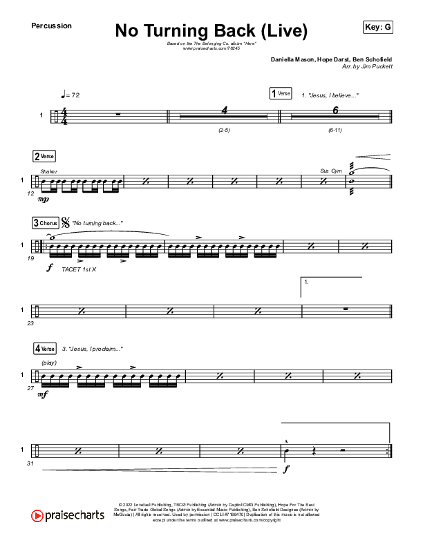 No Turning Back (Live) Percussion (The Belonging Co / Hope Darst)