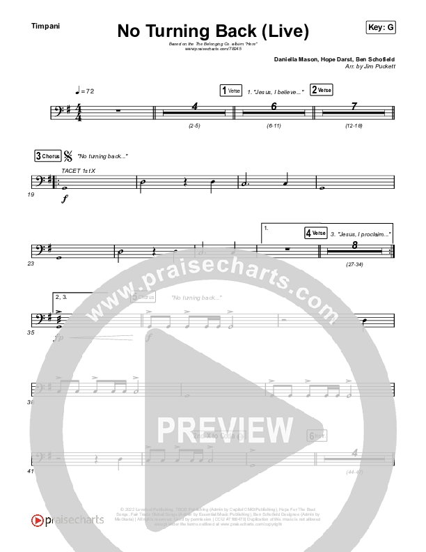 No Turning Back (Live) Timpani (The Belonging Co / Hope Darst)