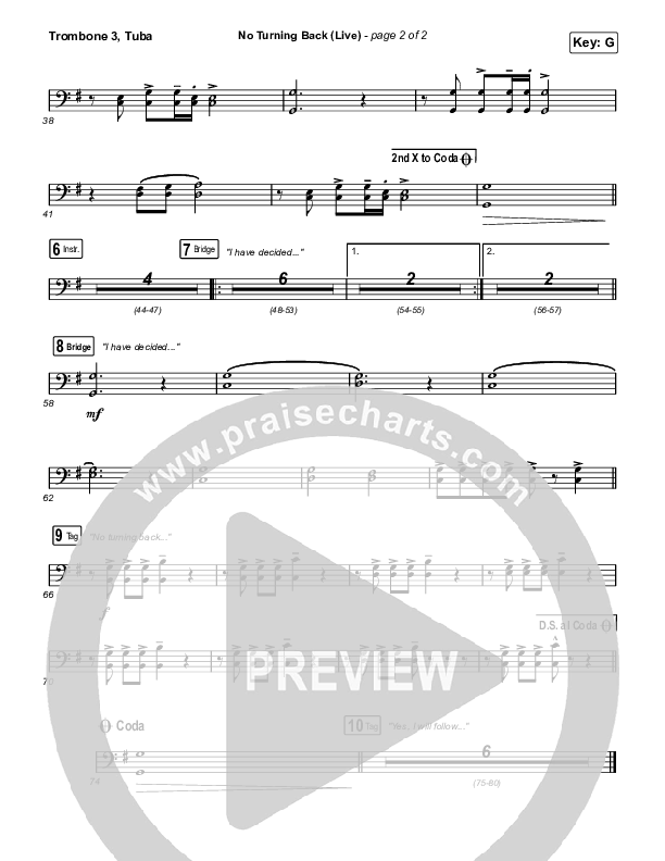 No Turning Back (Live) Trombone 3/Tuba (The Belonging Co / Hope Darst)