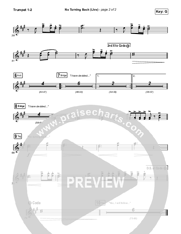 No Turning Back (Live) Trumpet 1,2 (The Belonging Co / Hope Darst)