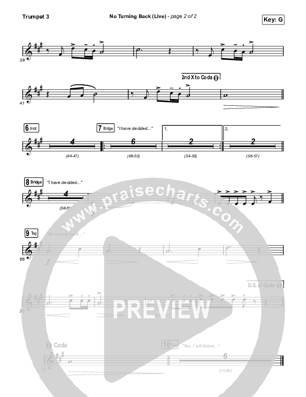 No Turning Back (Live) Trumpet 3 (The Belonging Co / Hope Darst)