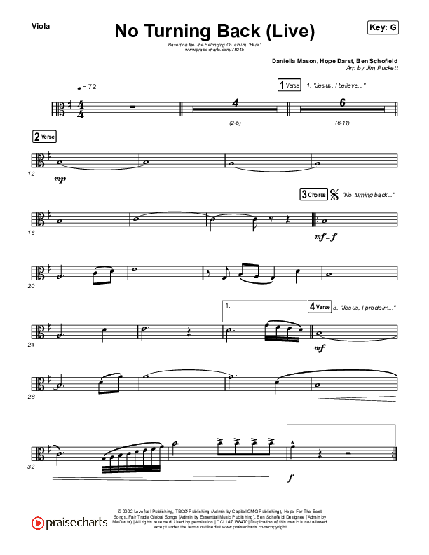 No Turning Back (Live) Viola (The Belonging Co / Hope Darst)