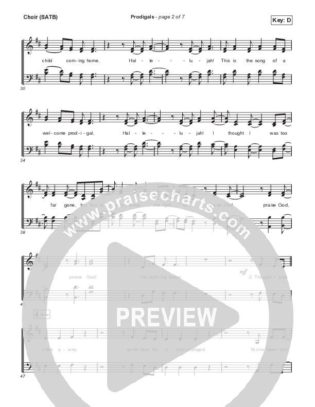 Prodigals (Live) Choir Sheet (SATB) (North Point Worship)