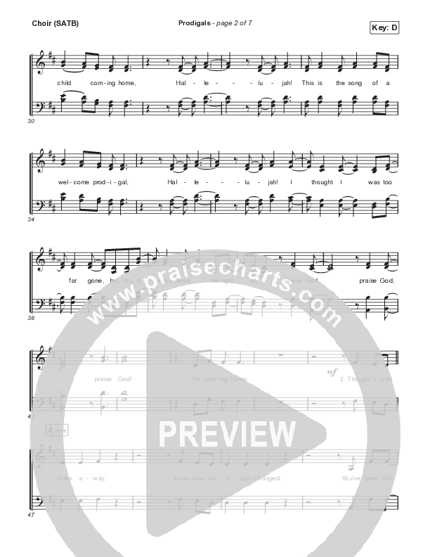 Prodigals (Live) Choir Sheet (SATB) (North Point Worship)