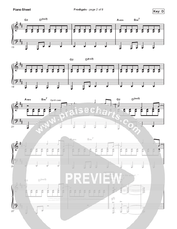 Prodigals (Live) Piano Sheet (North Point Worship)