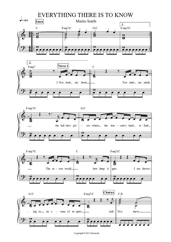 Everything There Is To Know Piano/Vocal (SAT) (Martin Smith)