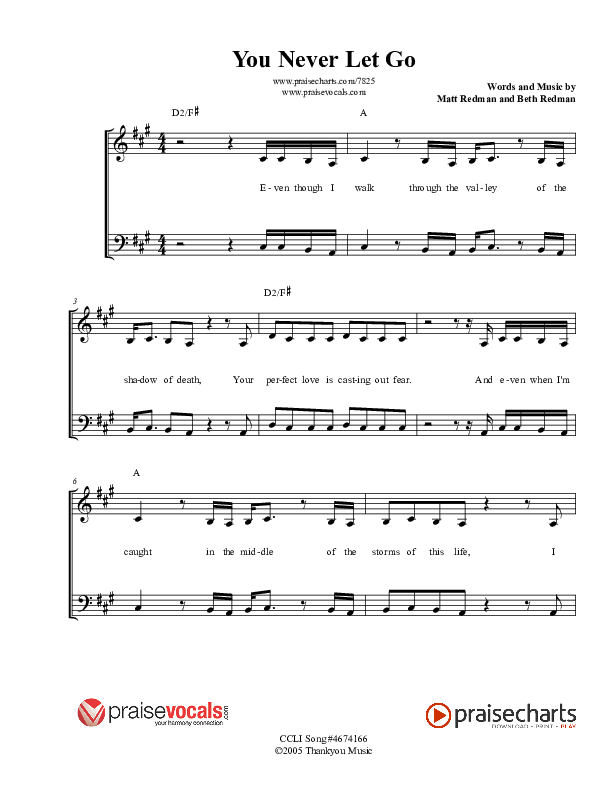 You Never Let Go Lead Sheet (PraiseVocals)