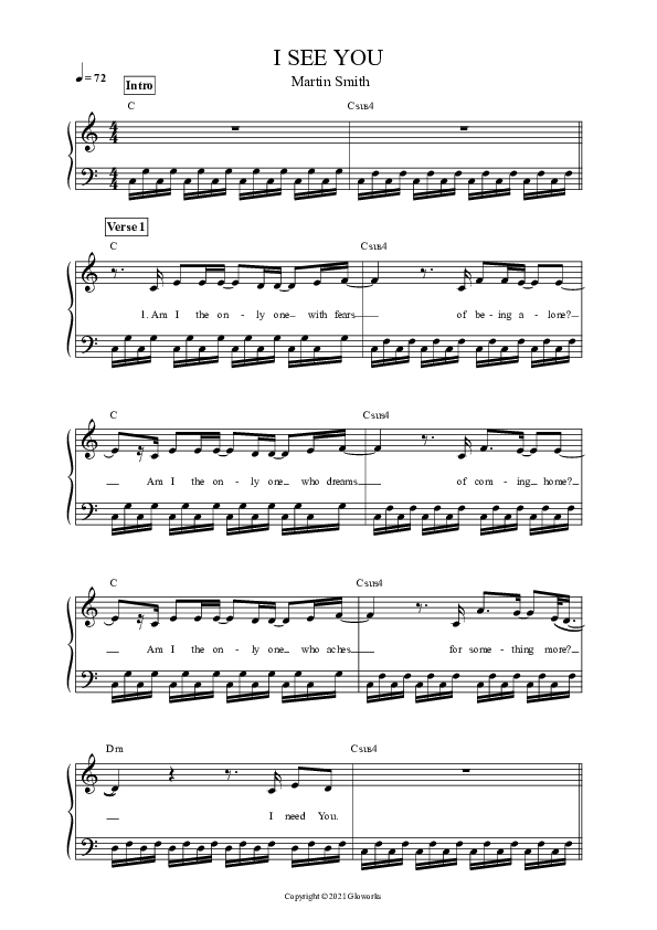 I See You Piano/Vocal (SAT) (Martin Smith)