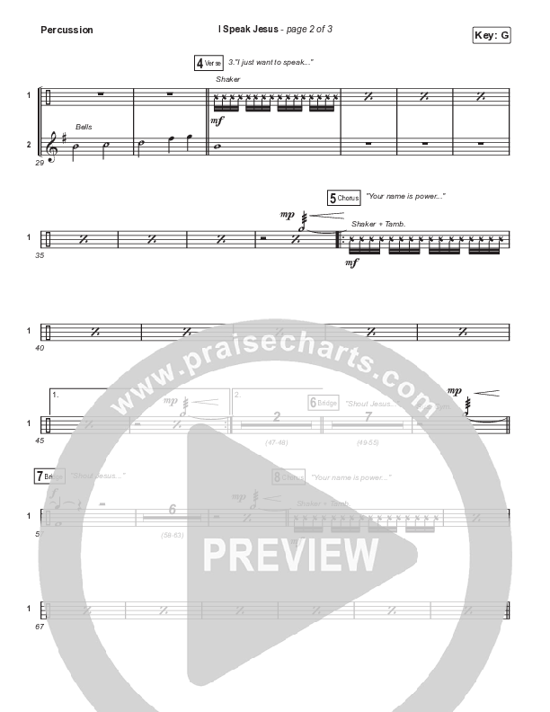 I Speak Jesus (Sing It Now SATB) Percussion (Shylo Sharity / Signature Sessions / Arr. Mason Brown)