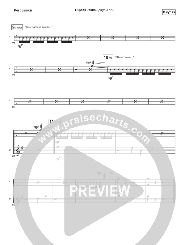 I Speak Jesus (Sing It Now SATB) Percussion (Shylo Sharity / Signature Sessions / Arr. Mason Brown)