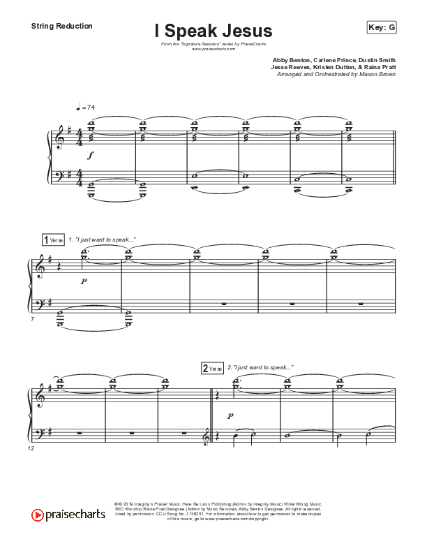 I Speak Jesus (Sing It Now SATB) String Reduction (Shylo Sharity / Signature Sessions / Arr. Mason Brown)