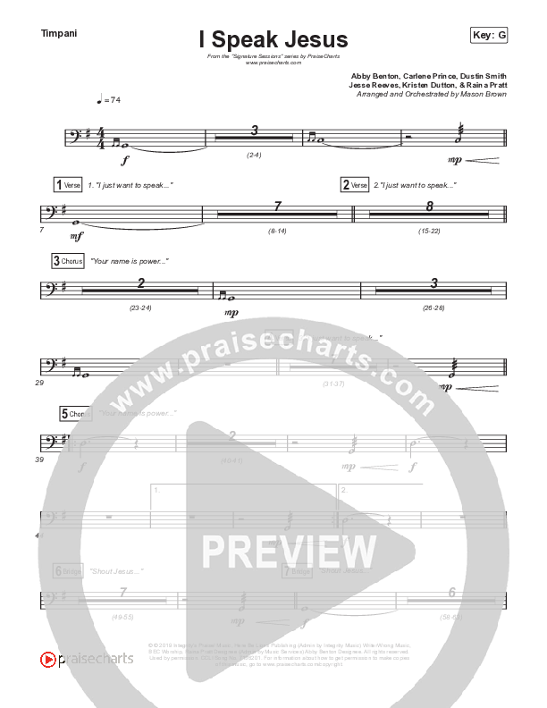 I Speak Jesus (Sing It Now SATB) Timpani (Shylo Sharity / Signature Sessions / Arr. Mason Brown)